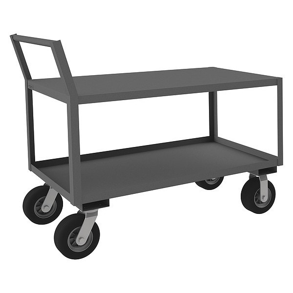 Low-Profile Utility Cart with Lipped & Flush Metal Shelves, Steel, 1,200 lb Load Capacity, 52 in L