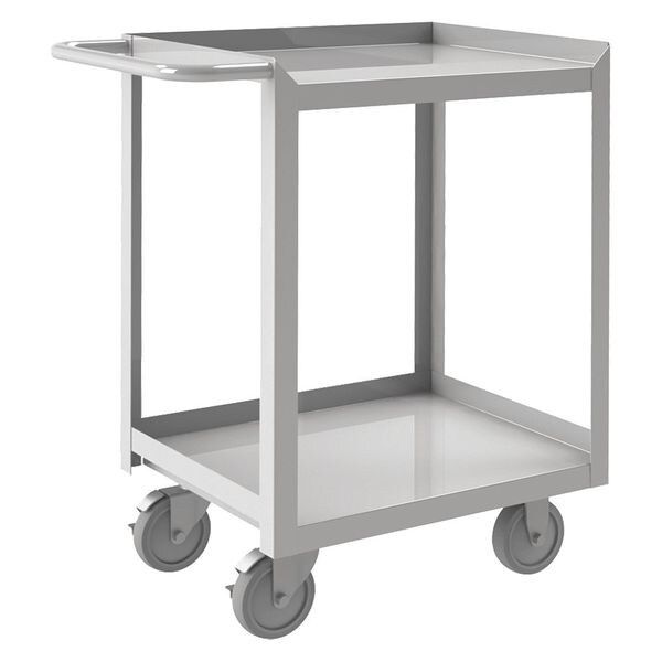 Corrosion-Resistant Utility Cart with Single-Side Flush Metal Shelves, Stainless Steel, 2 Shelves