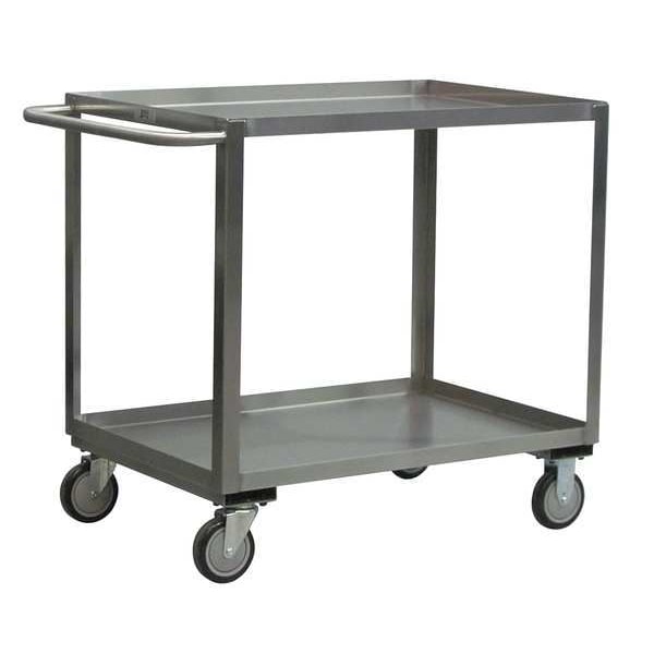 Utility Cart, 16 ga. Stainless Steel, 1,200 lb Load Capacity, 2 Shelves, 30 in L, 19 in W, 35 in H