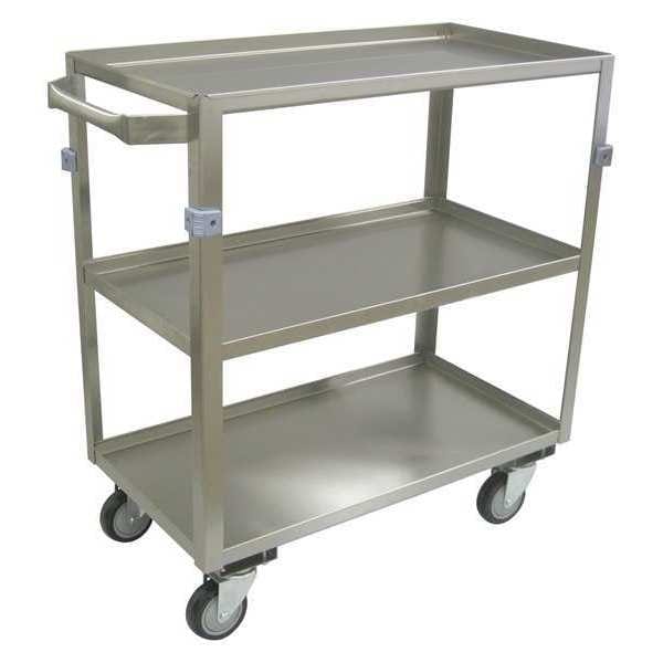 Utility Cart, 20 ga. Stainless Steel, 600 lb Load Capacity, 3 Shelves, 40 in L, 23 in W, 34 in H