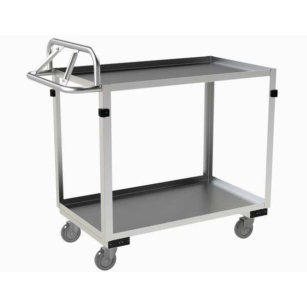 Corrosion-Resistant Utility Cart with Lipped Metal Shelves, Stainless Steel, 600 lb Load Capacity