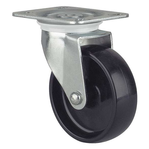 Plate Caster, Swivel, Nylon, 4 in., 330 lb, A