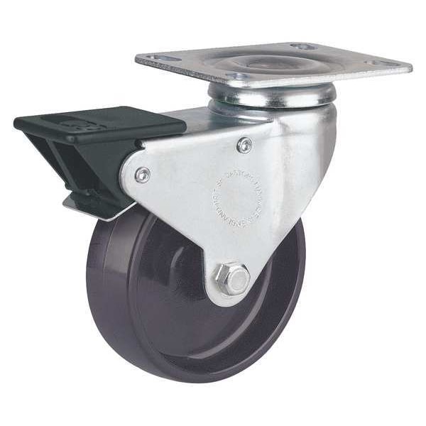 Plate Caster, Swivel, Nylon, 5 in., 330 lb.