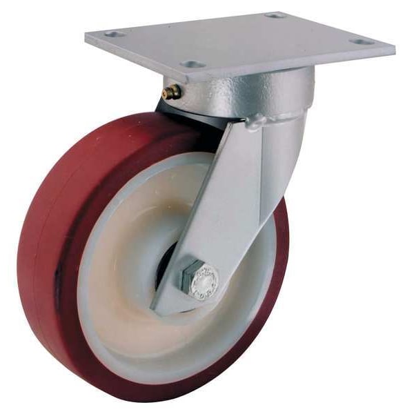 Kingpinless Plate Caster, Swivel, Poly, 5 in, 550 lb