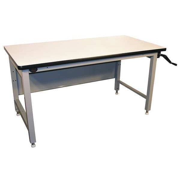 Hand Crank Ergo-line Heavy Duty Work Bench, Laminate, 60" W, 30" to 42" Height, 750 lb., Straight