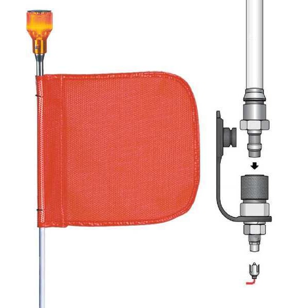 Warning Whip, White Whip, Orange Flag, Fiber Glass, Hot Plug with 12 in Pigtail, Lamp Socket