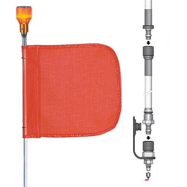 Warning Whip, White Whip, Orange Flag, Fiber Glass, Hot Plug with 12 in Pigtail, Lamp Socket