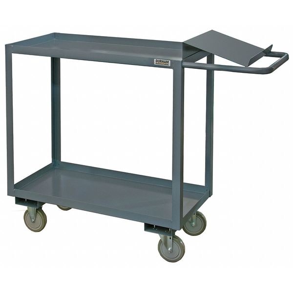 Order-Picking Utility Cart with Lipped Metal Shelves, Steel, 1,200 lb Load Capacity, 2 Shelves