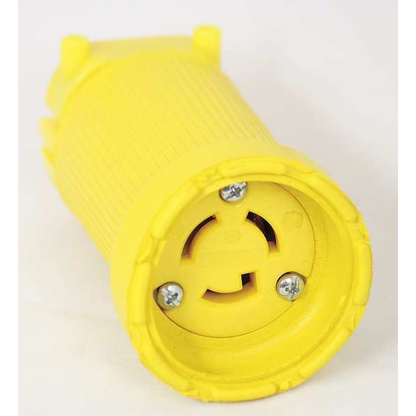 Locking Connector, L5-15R, 15 A, 125V AC, Single Phase, 2 Pole, Screw Terminals, Yellow