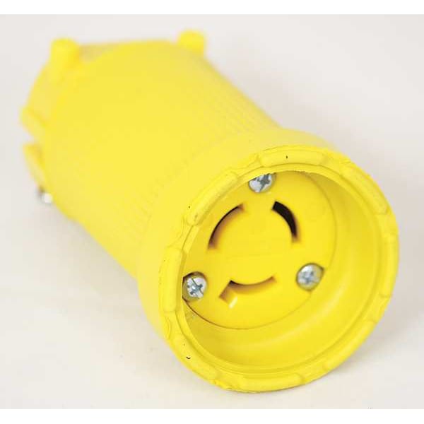 Locking Connector, L6-15R, 15 A, 250V AC, Single Phase, 2 Pole, Screw Terminals, Yellow