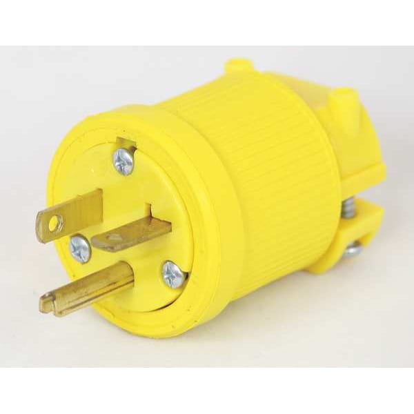 Straight Blade Plug, 6-20P, 20 A, 250V AC, 2 Pole, Screw Terminals, Grounded