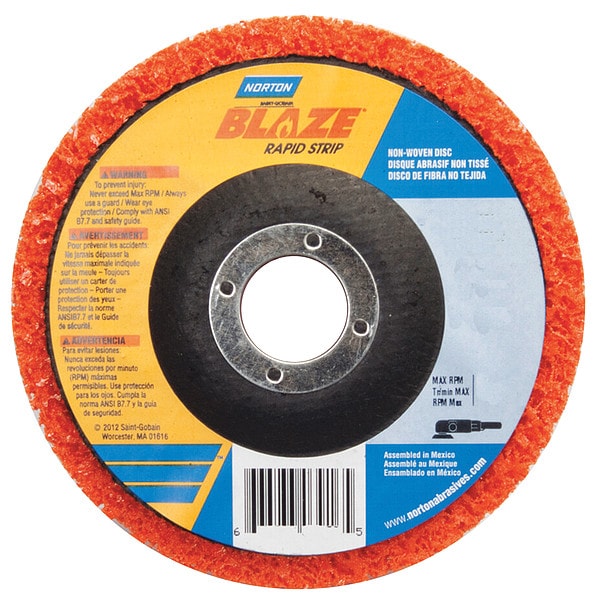 Non-Woven Depressed Center Disc, Type 27, 7 in Dia, 1 in Thick, 7/8 in Arbor Hole Size, Ceramic