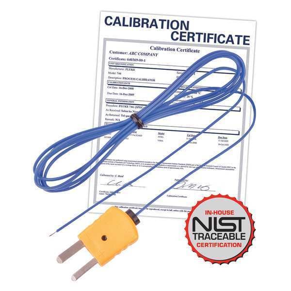 Beaded Thermocouple Wire Probe, Type K, -40 to 482 Degrees F (-40 to 250 Degrees C) with NIST Calibration Certificate