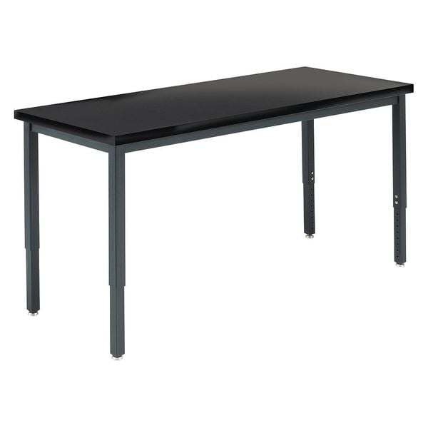 Rectangle Adjustable Table, 54" W, 56" L, 37-1/2" H, ChemGuard Laminate Top, Black