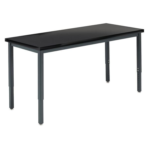 Rectangle Adjustable Table, 72" W, 74" L, 23.5" to 37.5" H, ChemGuard Laminate Top, Black