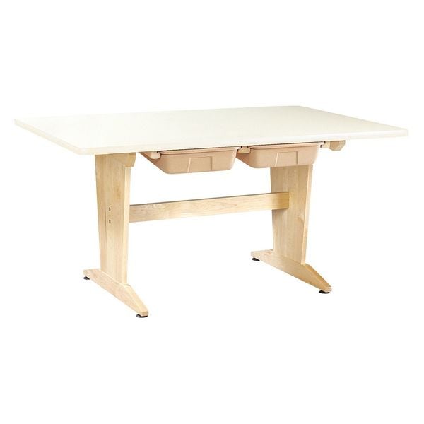 Rectangle Planning Table, Tote Trays, 60" W, 44" L, 30" H, HPL, Almond