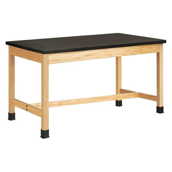 Rectangle Tbl, Plain Apron, Chem Top, 30"x60"x36", Oak , 60" W 36" H,