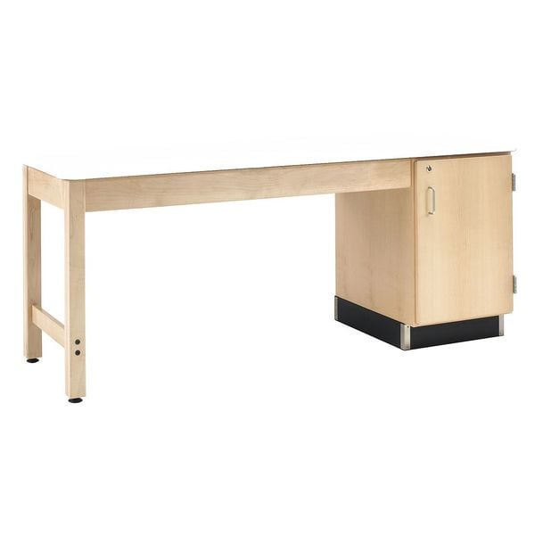 Rectangle Sewing Table, Single Unit, Maple, 72" W, 77" L, 30" H, HPL, Almond