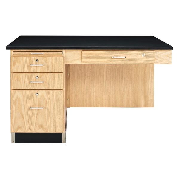 Side Desk Desk, Side, 48" x 30" x 30", 1" Epoxy Top, 30" D X 30" H, 48" W X Red Oak