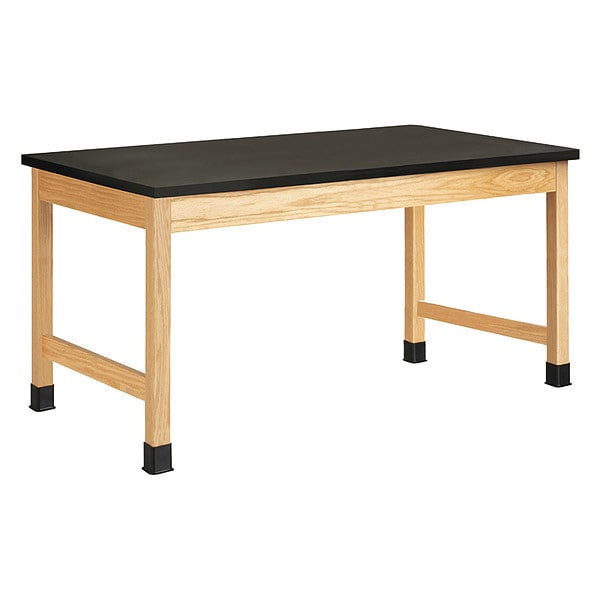 Rectangle Table, Plain Apron, 60" W, 44" L, 36" H, ChemGuard Laminate, black