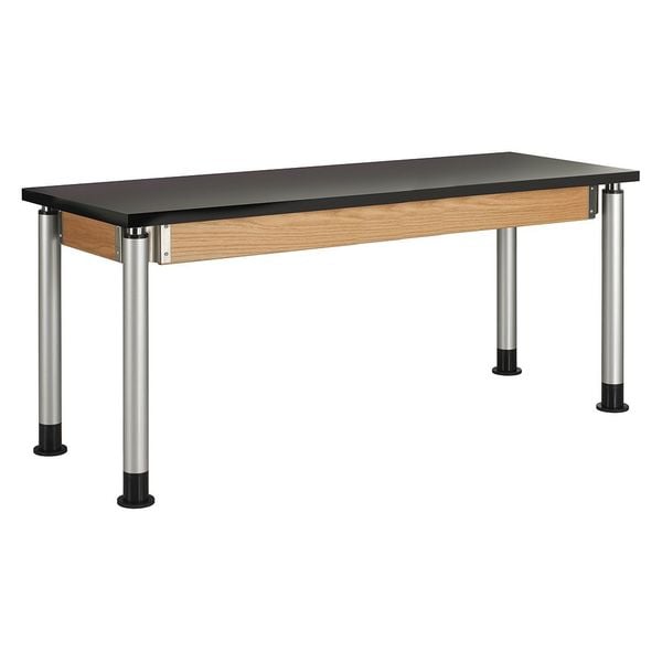 Rectangle Adjustable Table, 72" W, 26" L, 42" H, Phenolic Resin Top, black