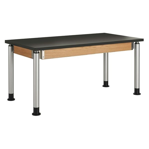 Rectangle Adjustable Table, 60" W, 32" L, 42" H, Phenolic Resin Top, black