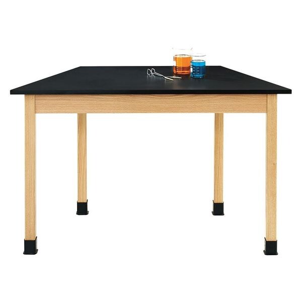 Trapezoid Trapezoid Table, 24" W, 26" L, 30" H, ChemGuard Laminate, Black