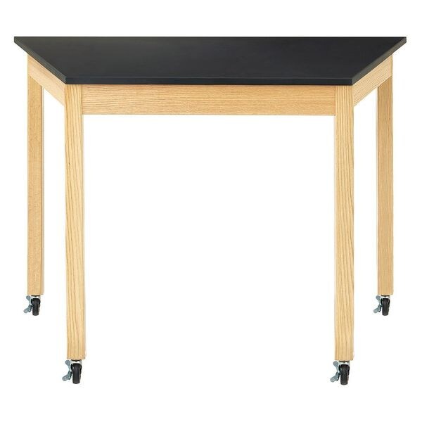 Trapezoid Trapezoid Table, Casters, 24" W, 26" L, 36" H, ChemGuard Laminate, Black