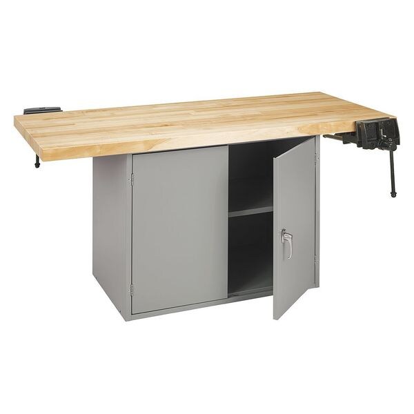 Work Bench With Vise, 64" W, 33-1/4" Height