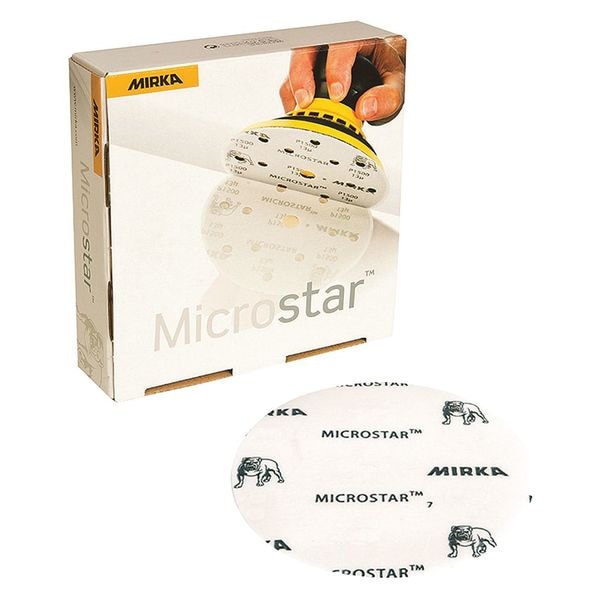 Film-Back Grip Disc, 3", 6H, P1000, PK50, 3" Dia, 6 Hole, Aluminum Oxide, P1000 Grit, Microstar