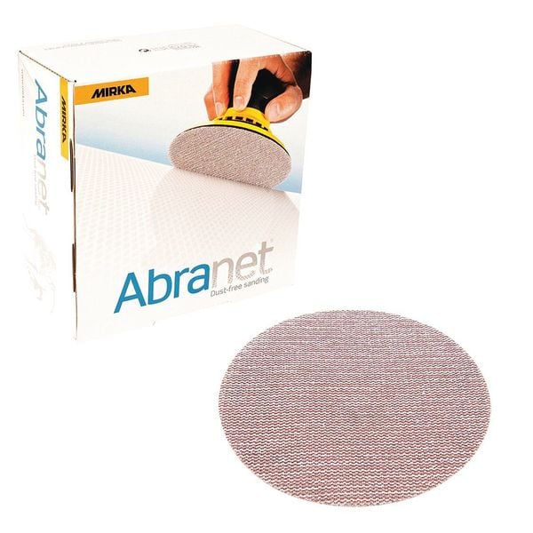 Mesh Grip, Disc, 8", P240 Grit, PK50, 8" Dia, Thousands of Small Holes, Aluminum Oxide, P240 Grit