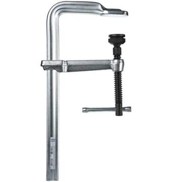 Bar Clamp, Max Jaw Opening 16 in, Throat Depth 5 1/2 in, Steel Handle
