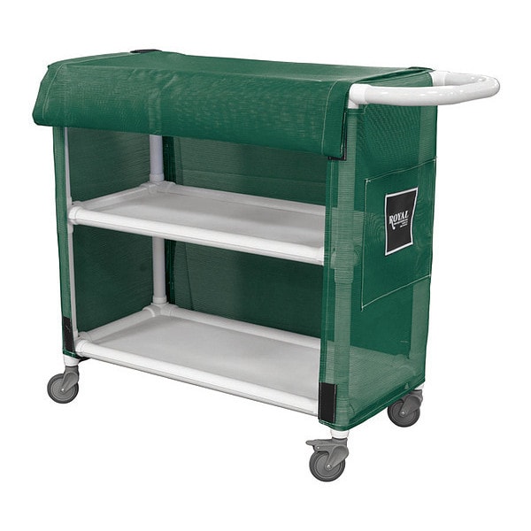 PVC Cart, 24", 2 Shlf, Green Mesh