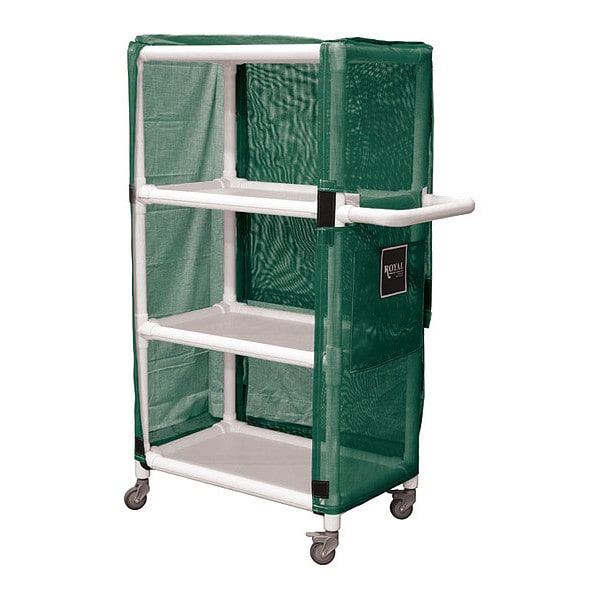 PVC Cart, 42", 3 Shlf, Green Mesh