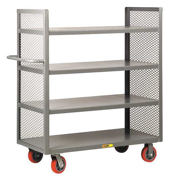 4 Shelf Bulk Stock Cart, Steel, 3600 lb Load Capacity, 4 Shelves, 66 in L, 24 in W, 57" H