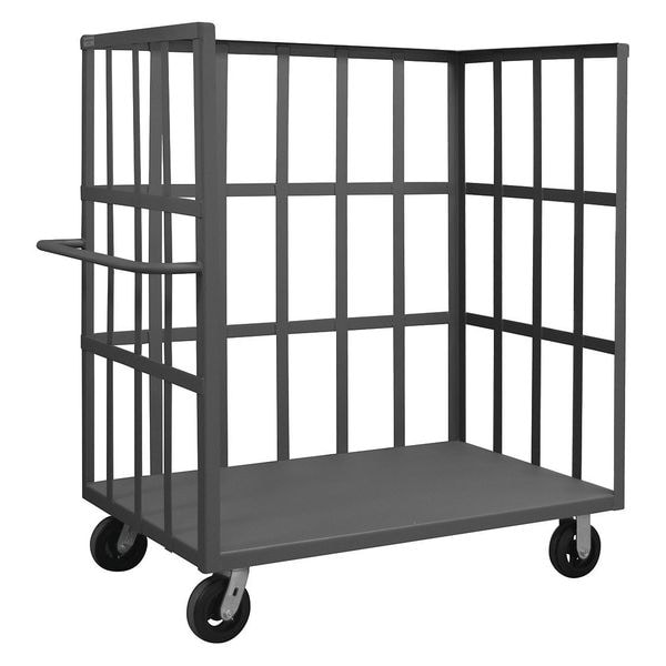 14 ga. Steel 3 Sided Slat Stock Cart 2000 lb. Capacity, 54-1/2"L x 30"W x 57-5/16"H