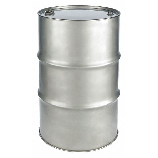 Closed Head Transport Drum, 304 Stainless Steel, 55 gal, Unlined, Silver