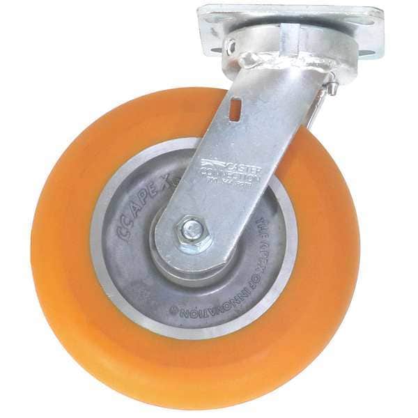 Kingpinless Swivel Plate Caster, Polyurethane, 1200 lb