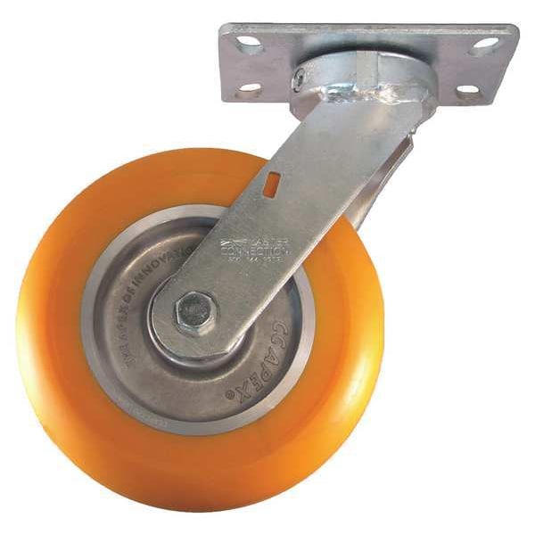 Kingpinless Swivel Plate Caster, Polyurethane, 1200 lb