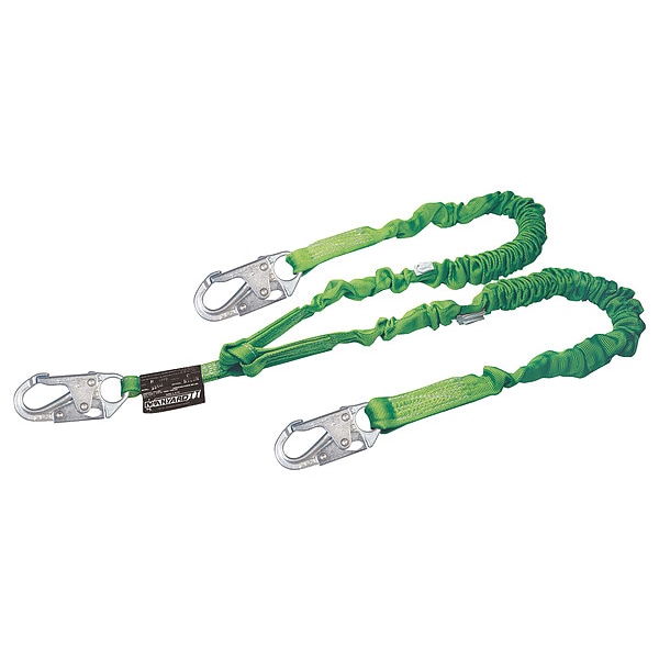Manyard(TM) Shock Absorbing Lanyard, 6 ft. Length, Snap Hook, Steel, 2 Leg(s)