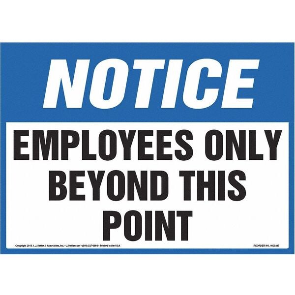 Notice, Employees Only, 14"x10", Laminated