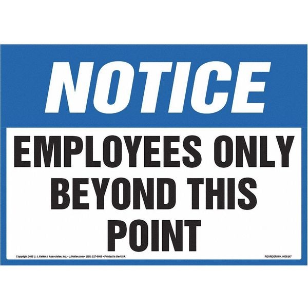 Notice, Employees Only, 14"x10", Plastic