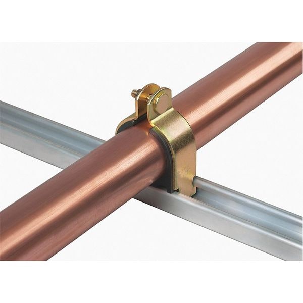 Strut Mount Cushion Clamp, 6-1/8" OD Tube, Electro Galvanized Gold