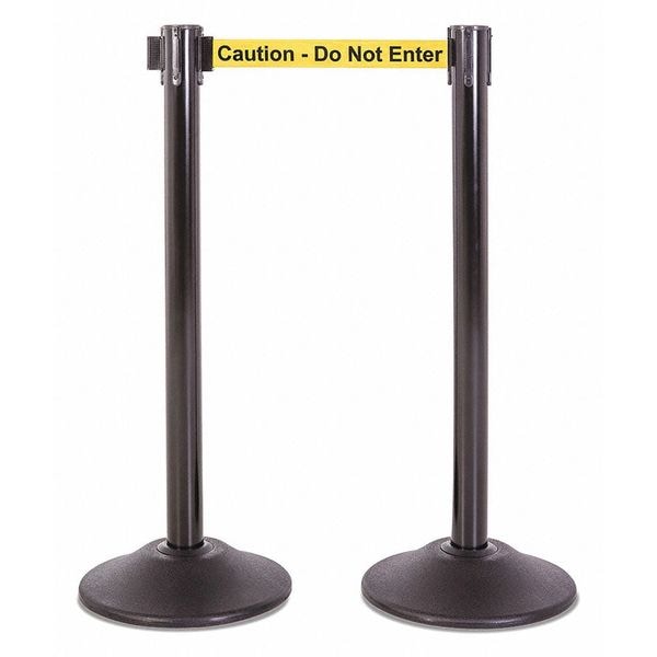 Steel Stanchion, Blk, 7.5ft, Safety Belt, PR