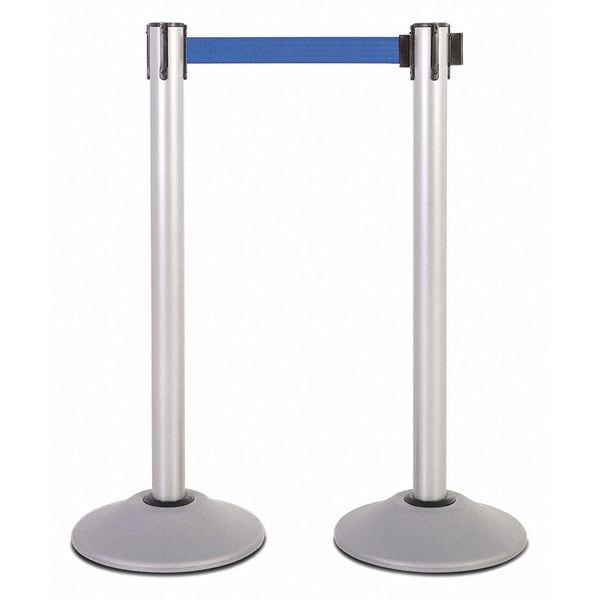 Steel Stanchion, Silver, 7.5ft, Blu Belt, PR