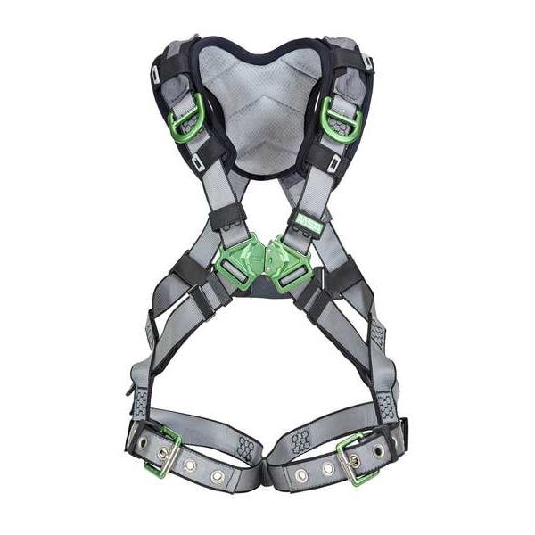 V-FIT Full Body Harness, XS, 400 lb., Quick-Connect Chest/ Tongue Leg Straps, Back, Shoulder D-Ring