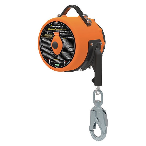 Latchways Sealed Self-Retracting Lanyards Self-Retracting Lifeline, 1 in Length, Snap Hook