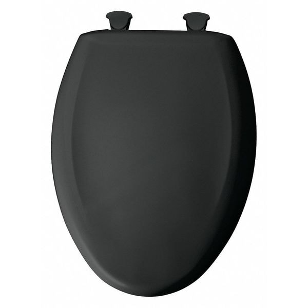 Toilet Seat With Cover, Plastic, Elongated, Black