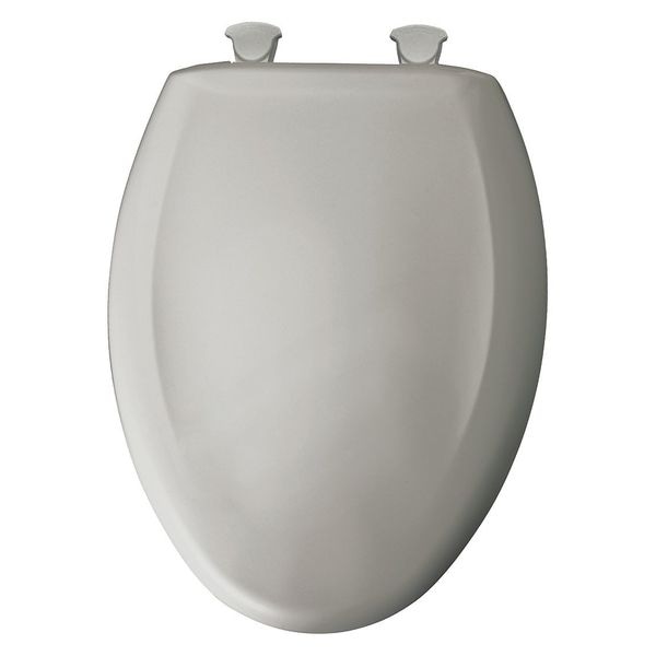 Toilet Seat With Cover, Plastic, Elongated, Silver