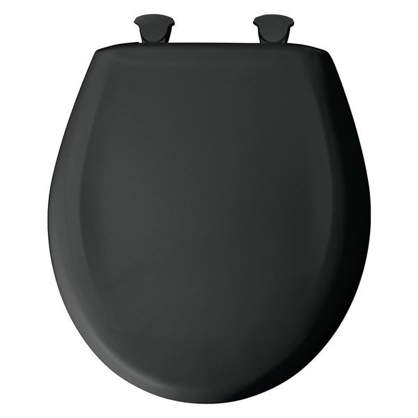 Toilet Seat With Cover, Plastic, Round, Black